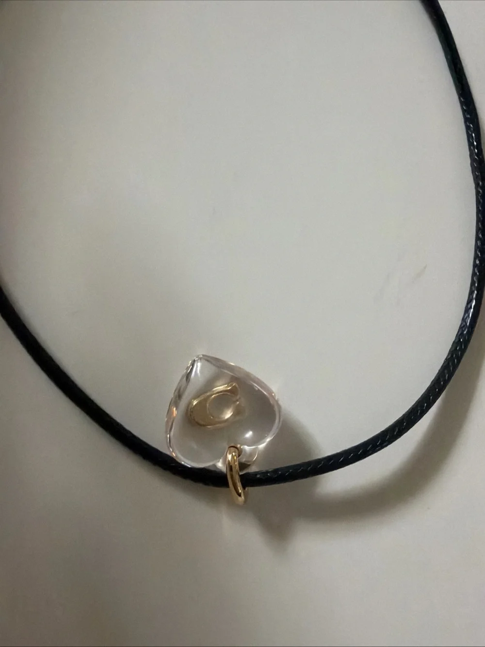Coach Lucite Heart Necklace with Clear Heart and Gold Accent.  NWT